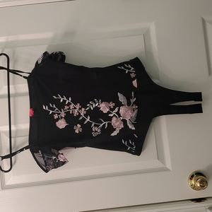 Black off the shoulder body suit